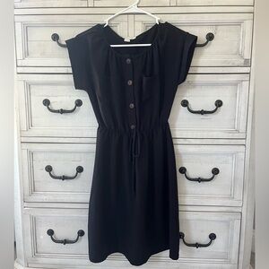 Casual Black Button-Down Dress